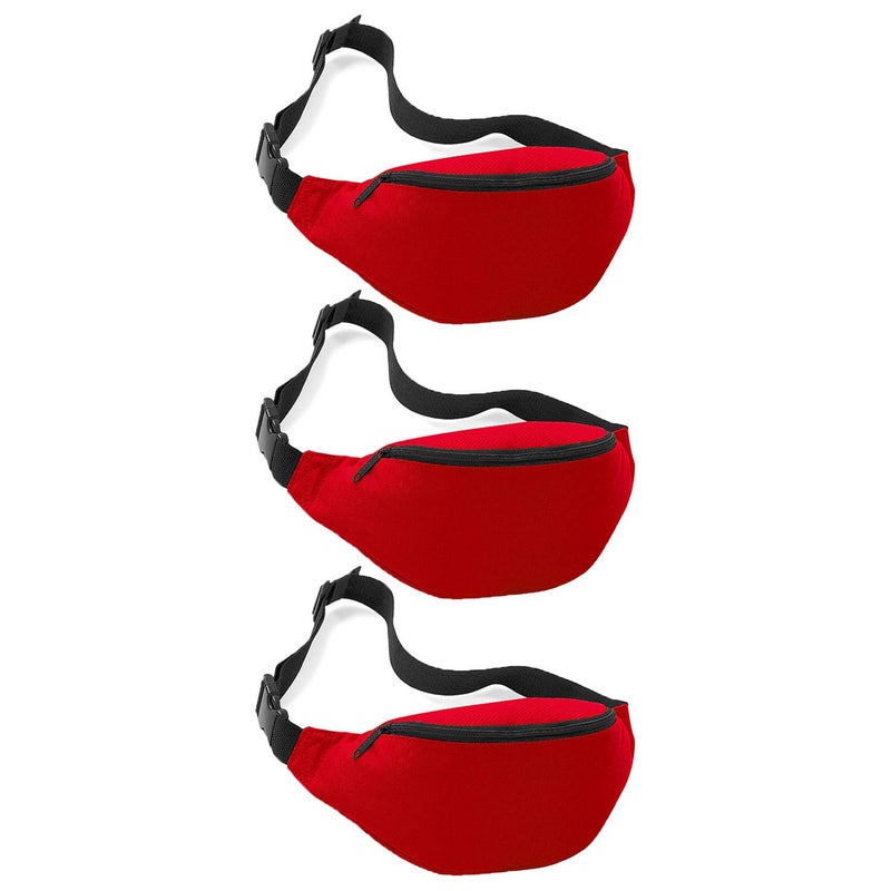 INNOLIFE Unisex Fanny Pack for Women Men, Fashion Sporty Multi-purpose 2-Zipper Waist Belt Bag Fanny Pack Waist Bag Adjustable Strap for Sport Hiking Traveling Passport Wallet (3Pcs Red) - Image 1